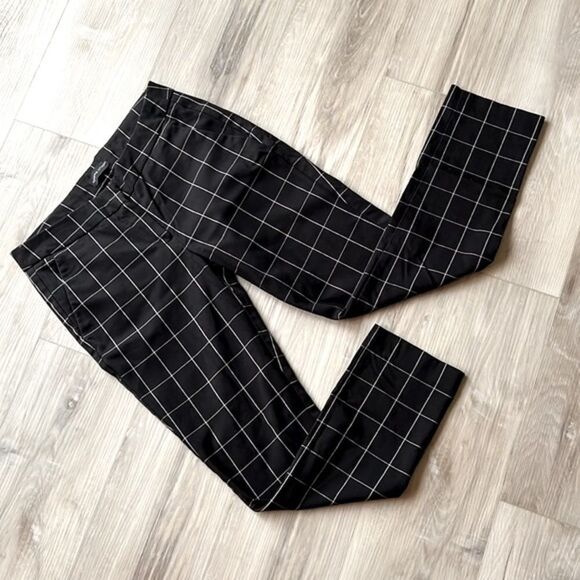 Adrienne Vittadini Black Check Pixie Ankle Cropped Pants Size 2 - Picture 5 of 10